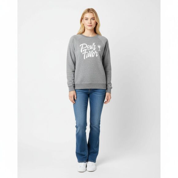 Wildfox Gray Pour Favor Long Sleeve Sweatshirt L - Picture 6 of 6